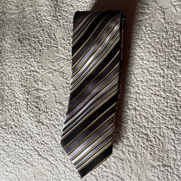 Alexander Julian Colours Other - Alexander Julian Colours Men’s Striped Black, Gray, White, Gold Striped Necktie